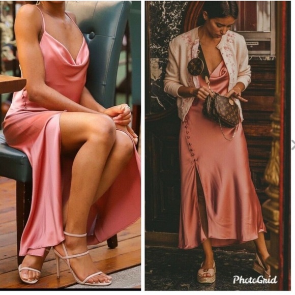 Zara Neutral Barbie Pink Lingerie Style Long Dress Medium BNWT - Picture 9 of 16